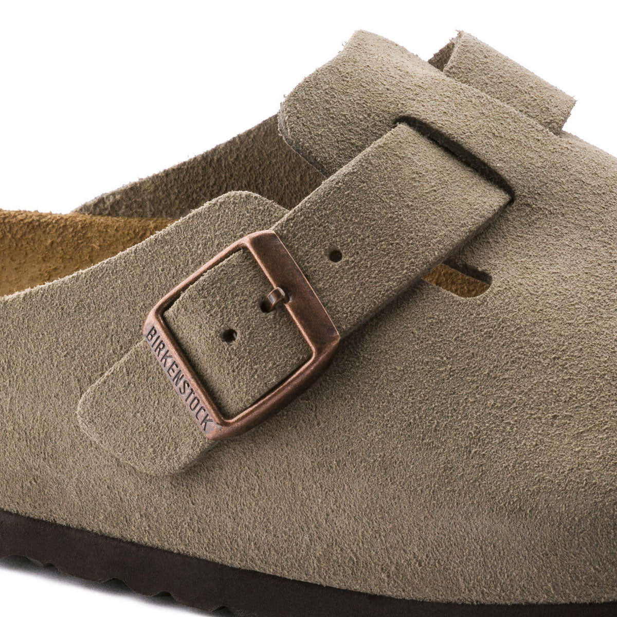 Birkenstock Womens Boston Soft Footbed Sandals - Taupe Suede