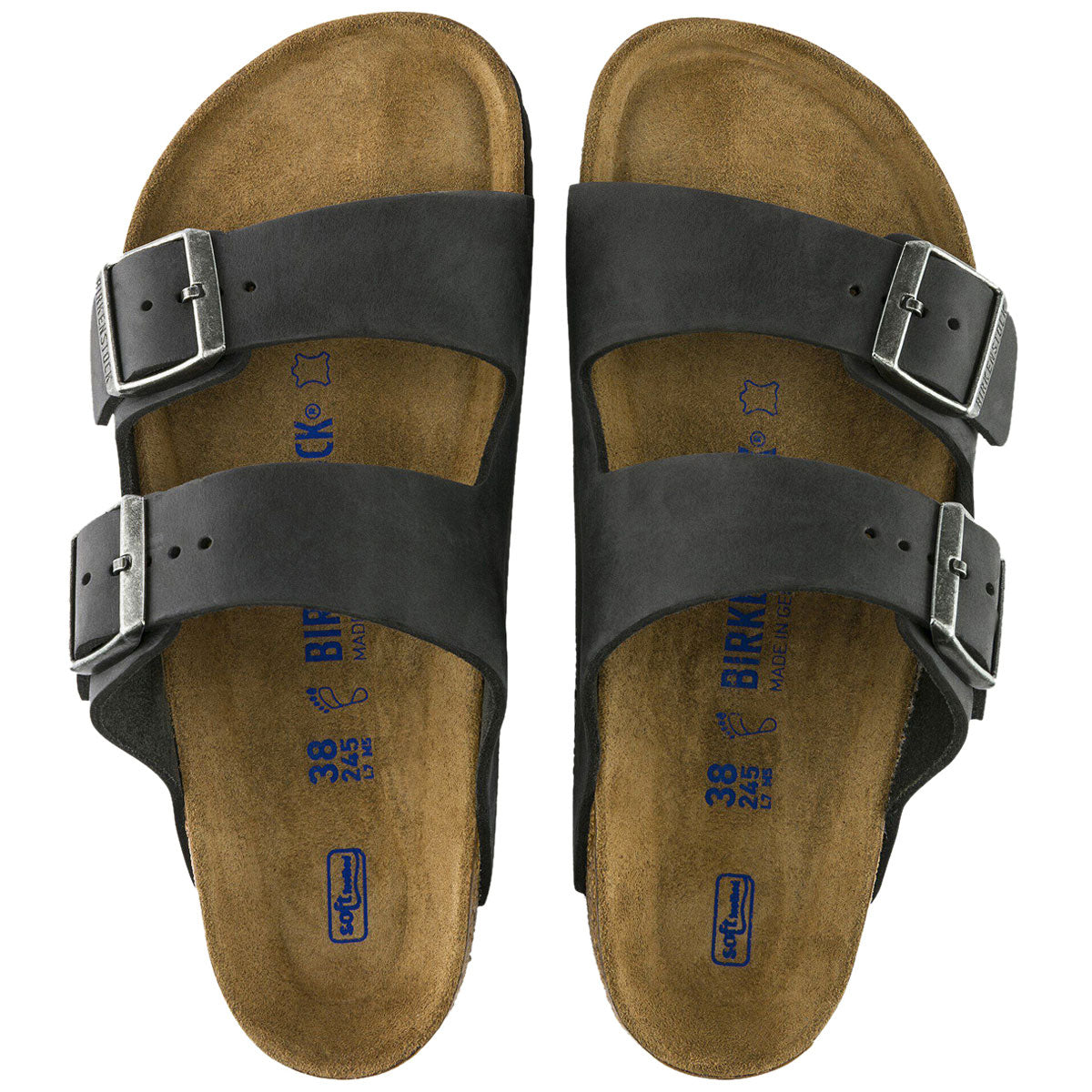 Birkenstock Arizona Soft Footbed Sandals - Black Oilded Leather