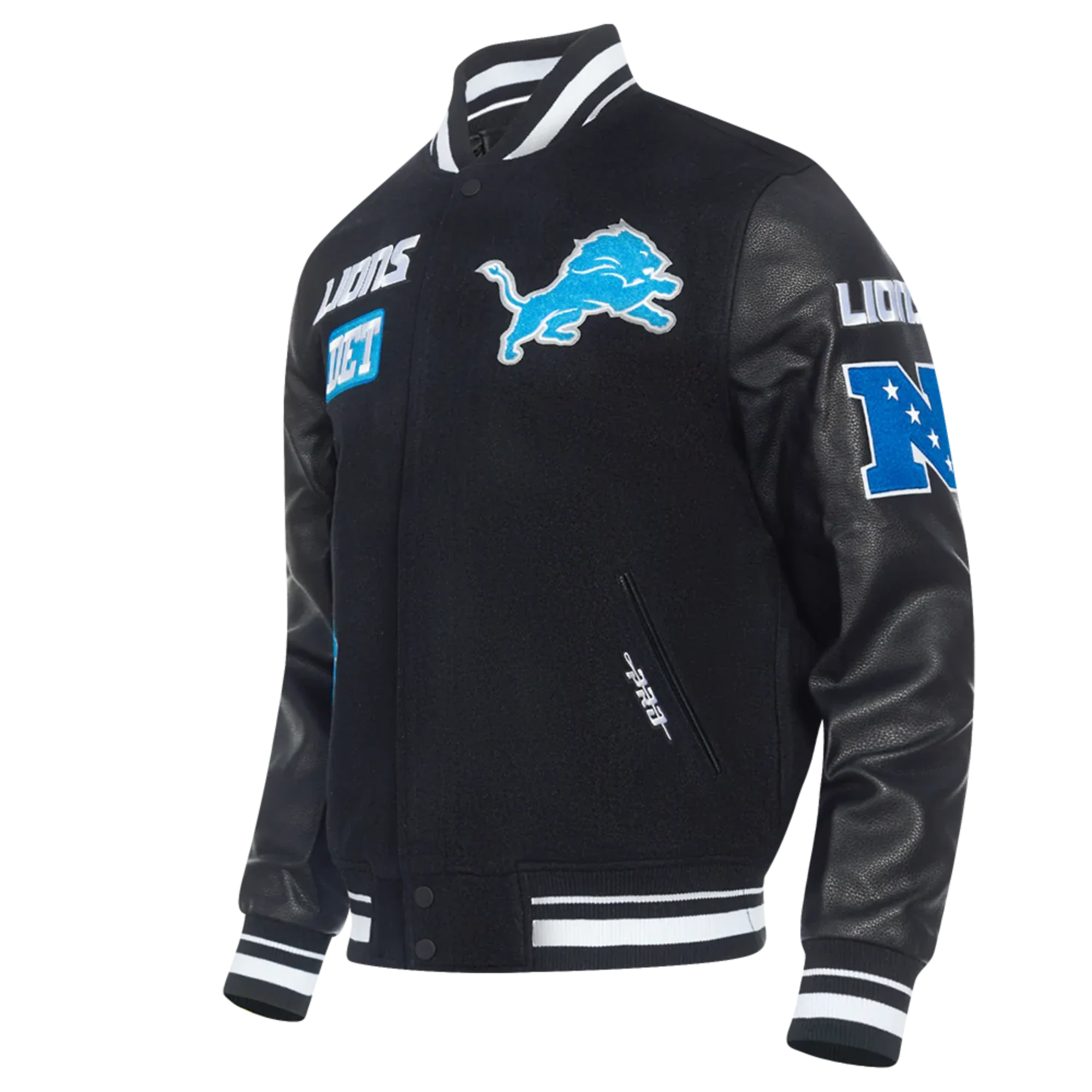Men's Pro Standard Detroit Lions Area Code Rib Wool Varsity Jacket